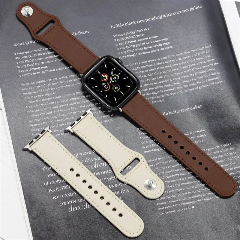 Leather band For Apple Watch 10 band 46mm 42mm 44mm 45mm 49mm 41mm 40mm correa band Apple Watch Series 8 9 3 4 5 6 SE 7 Ultra 2