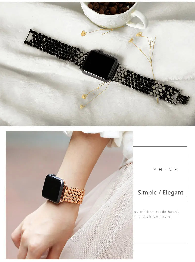 Stainless steel band for Apple Watch band 45mm 44mm 40mm 49mm 41mm Fish scale metal Link band Apple Watch Series 9 8 SE Ultra 2