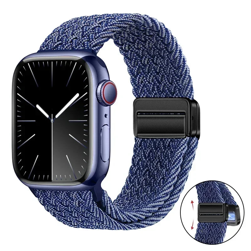 Magnetic Braided band For Apple Watch band 46mm 42mm 45mm 41mm 44mm 40mm Ultra 2 49mm Nylon band Apple Watch 10 9 8 7 6 5 4 SE