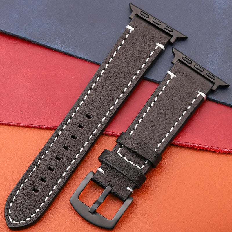 Genuine Leather band For Apple Watch band Serie 7 6 5 4 SE band 44mm 45mm 40mm 41mm 42mm 49mm Women Men Apple Watch Watchband