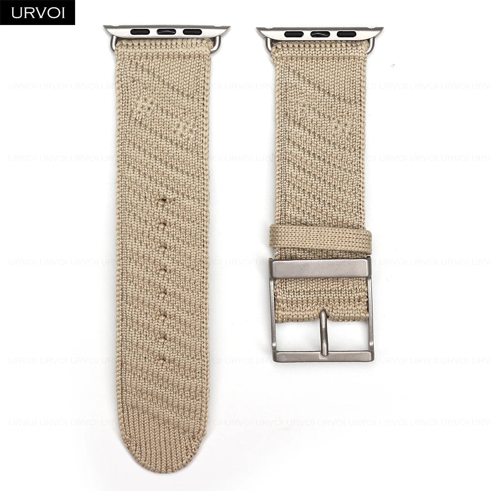 URVOI En Mer band for Apple Watch Ultra 3 2 Series 11 Sport band Orange Gris Titane ocean waves pattern Polyamide Custom Buckle