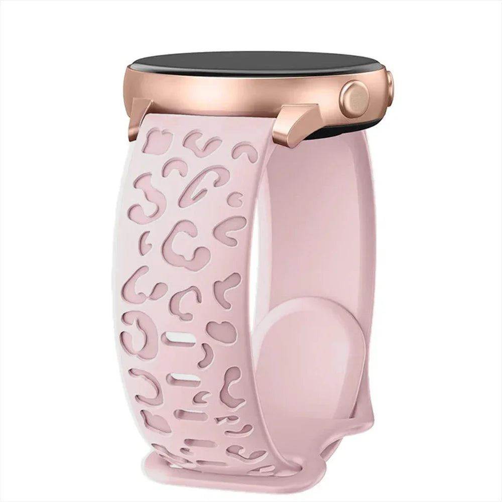 20mm Engraved Leopard Band for Samsung Galaxy Watch 7/FE/6/5/5 pro/FE/4 classic Silicone Sport bracelet Huawei GT 5-4-3-2 Strap