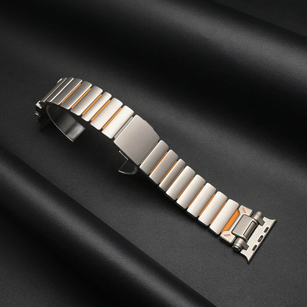 Magnetic Titanium band for Apple Watch Ultra 3 2 49mm Rubber Men band For Apple Watch 11 10 46mm 9 8 7 6 5 4 SE3 44mm 45mm band