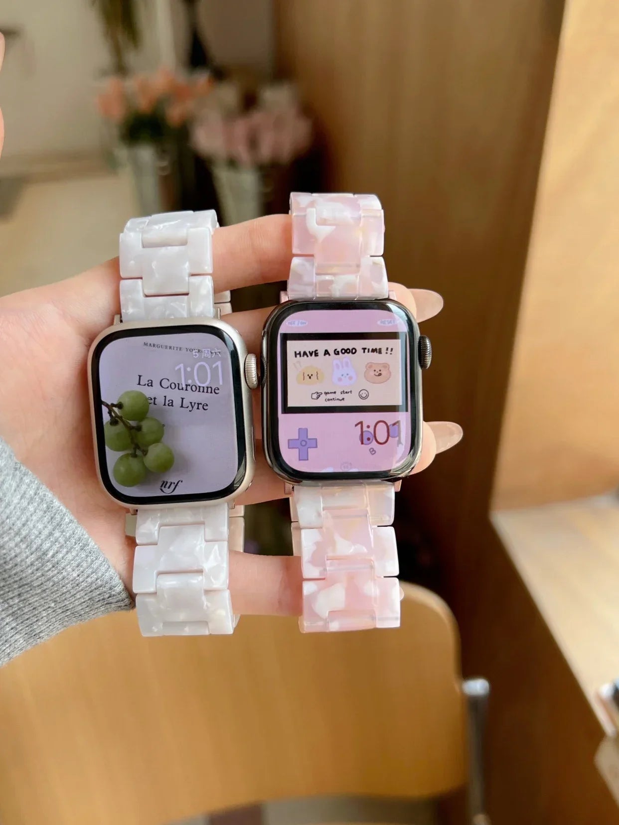 Luxury Resin band for Apple Watch Ultra 2 band 49mm 45mm 41mm 40mm 44mm 38mm 42mm Link band Apple Watch Series 9 7 8 6 SE 5 4 3