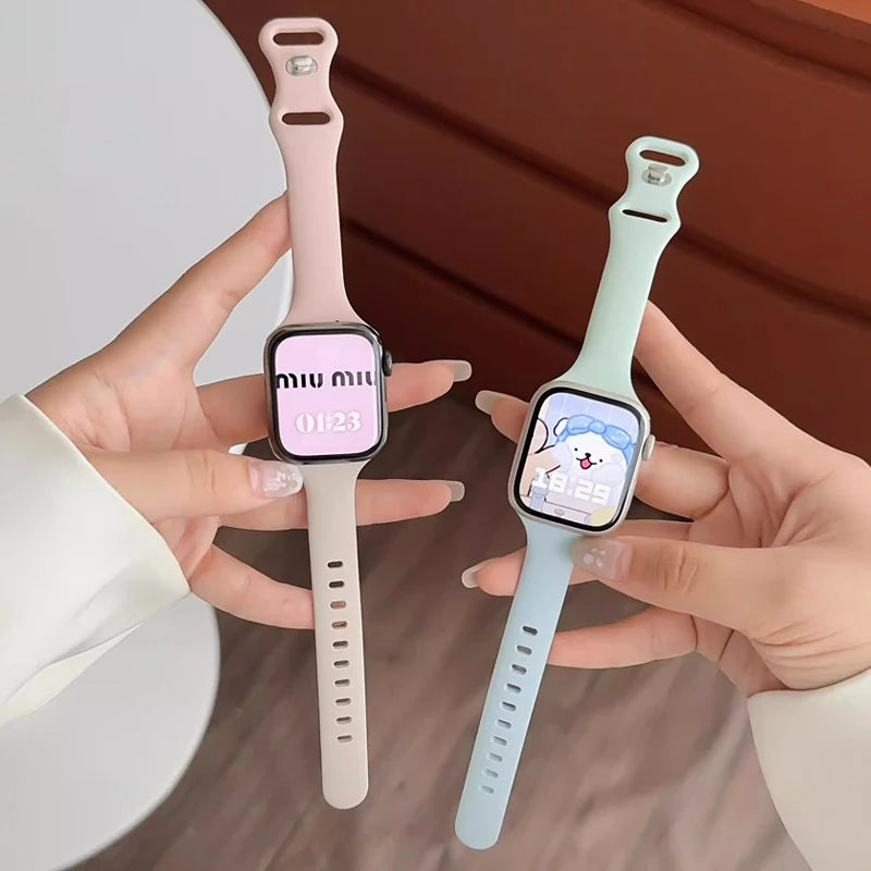 Slim Silicone band for Apple Watch band 44mm 40mm 41mm 45mm 38mm 42mm 49mm 46mm Apple Watch Series 10 9 8 7 SE 6 5 4 Woman band