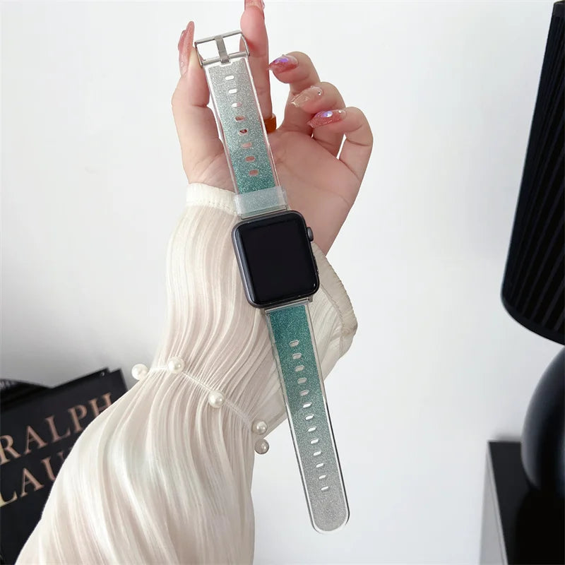 Bling Transparent band for Apple Watch Ultra 2 band 49mm 45mm 41mm 44mm 40mm 46mm Silicone band Apple Watch Series 10 9 8 7 6 5 SE