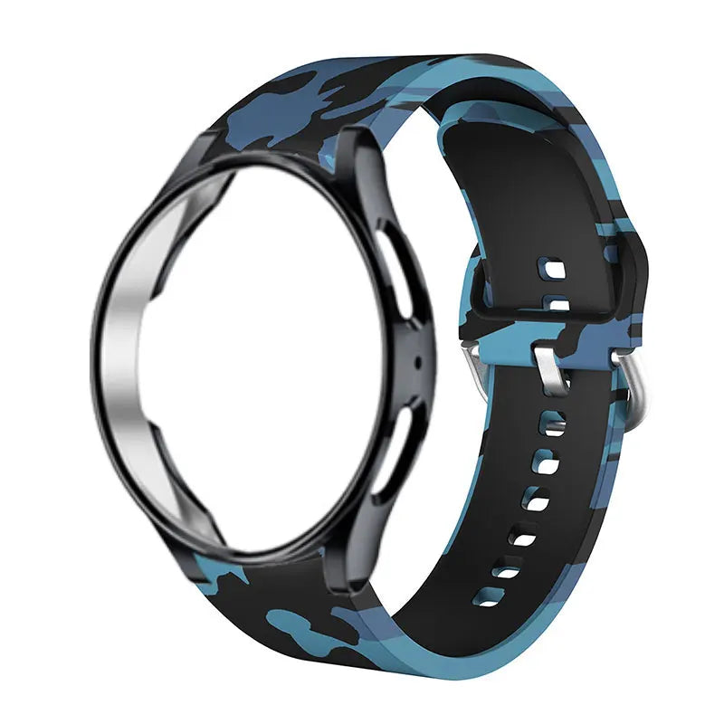 Leopard Printed Strap For Samsung Galaxy 4/5 40mm 44mm 5 Pro 45mm Silicone Bracelet For Watch 4 Classic 42mm 46mm Watchband+Case