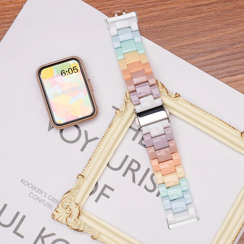 Candy Color Resin Strap For Samsung Galaxy Fit 3 Macaron Replace Wrist Watchband Belt Smart Watch Band Accessories