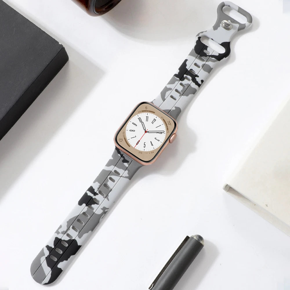Silicone band For Apple Watch band 49mm 45mm 41mm 44mm 40mm 42mm 38mm 45mm Camouflage band Apple Watch Series Ultra 8 SE 7 6 5