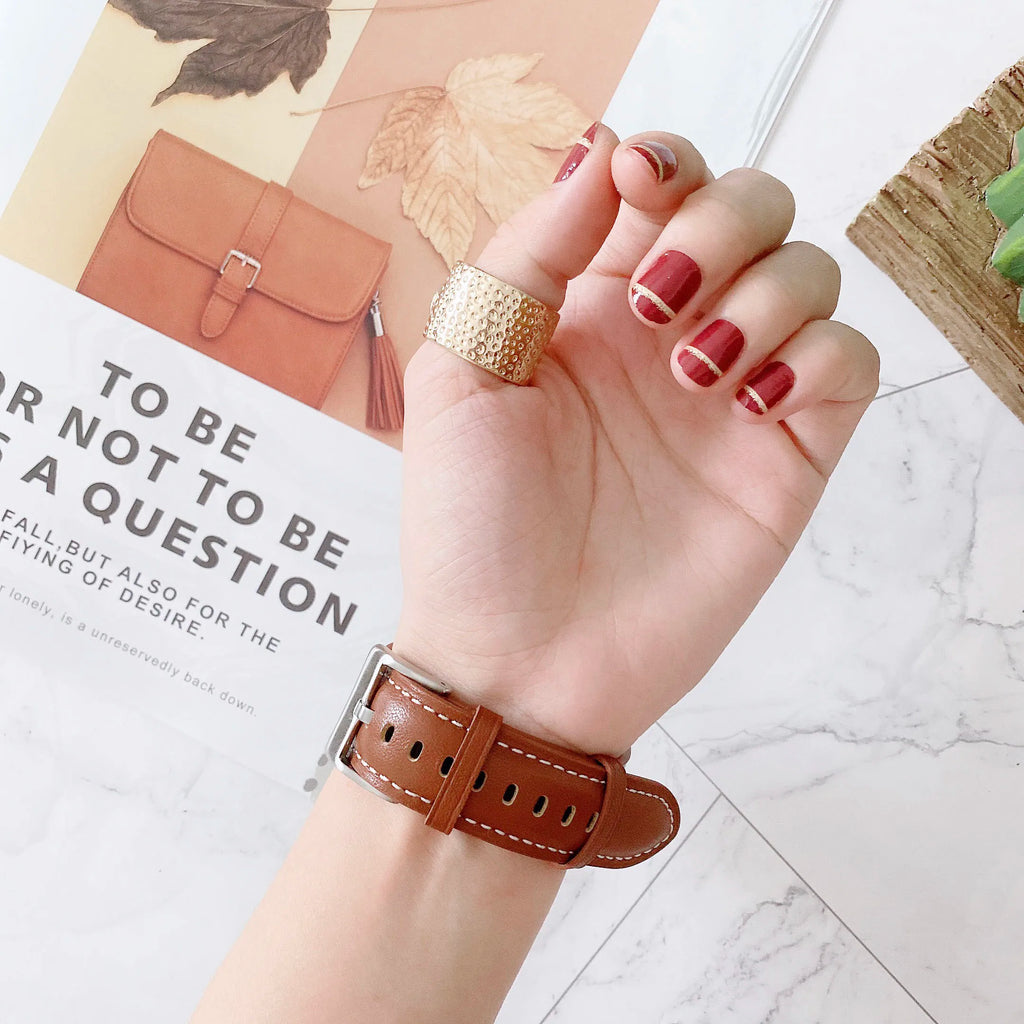 Simple Luxury Leather band For Apple Watch Ultra 3 2 49mm 46mm 40mm 44mm 42mm 41mm 45mm Series 11 10 9 8 7 SE 6 Apple Watch Band