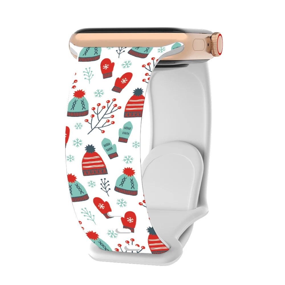 Silicone Christmas band for Apple Watch band 46mm 41mm 42mm 44mm 45mm 49mm Sport band for Apple Watch 11 10 9 8 7 6 5 SE Ultra 3