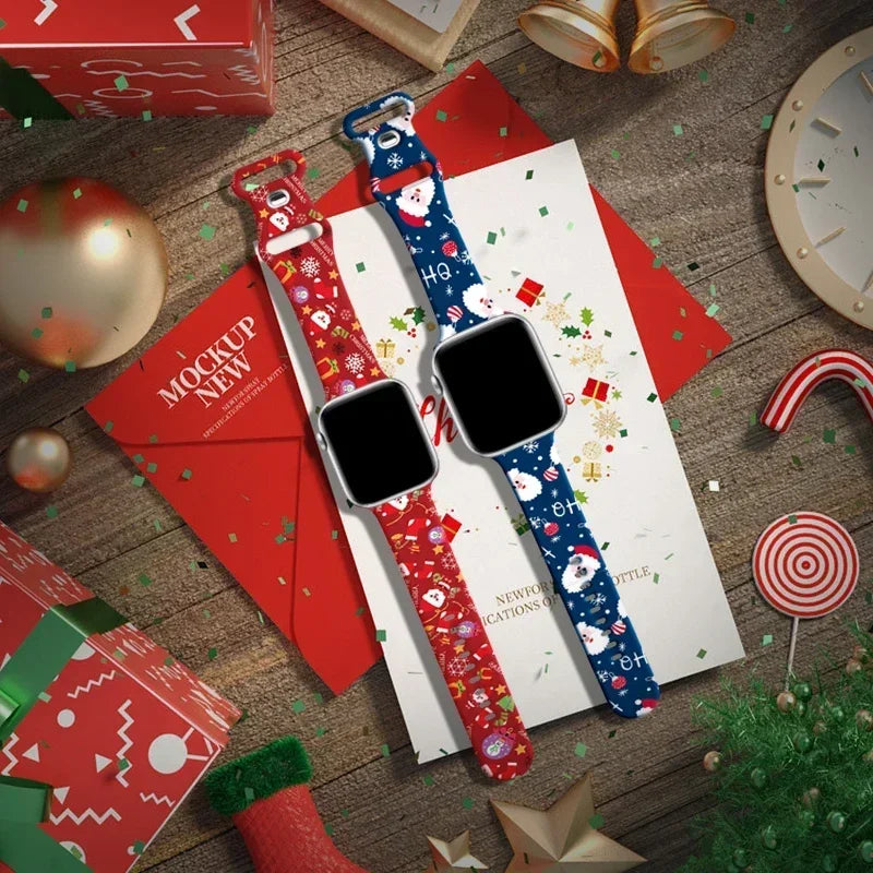 Christmas band for Apple Watch band 40mm 41mm 42mm 44mm 45mm 49mm 46mm Silicone Sport band Apple Watch Ultra 10 9 8 7 6 5 4 3 SE