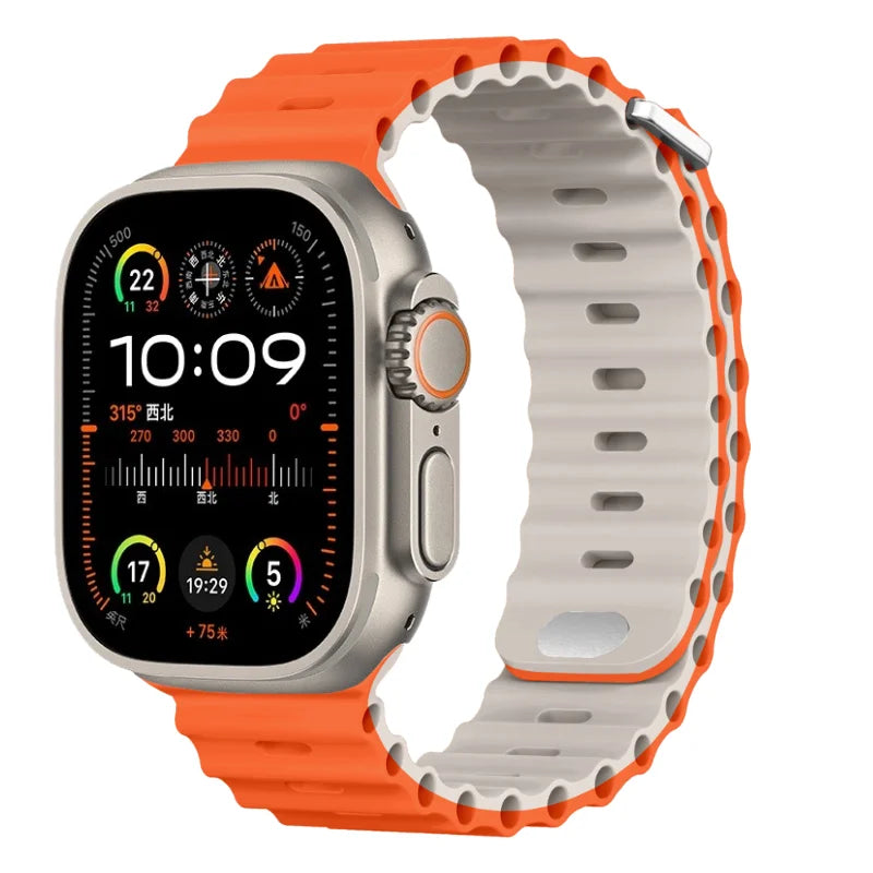 Ocean band for Apple Watch Ultra 3 2 band 49mm Series 45mm 41mm 46mm 42mm 40mm 44mm Silicone watch band Apple Watch 11 10 9 8 7 6 5 SE2