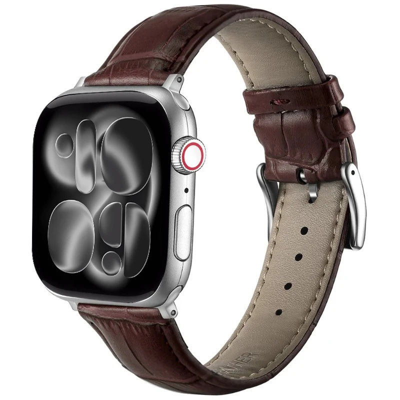 Leather band for Apple Watch band Ultra 3 2 49mm 46mm 45mm 41mm 44mm 42mm Leather Watch band for Apple Watch Series 11 10 9 8 7 SE