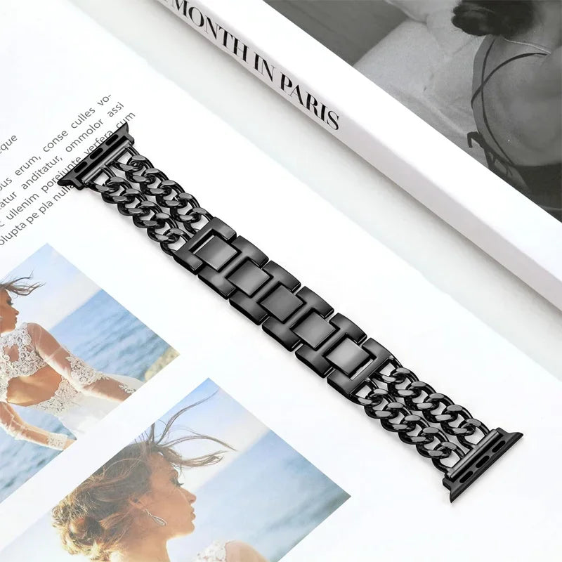 Link band for Apple Watch band Ultra 2 49mm 40mm 44mm 41mm 45mm metal Stainless steel Apple Watch band Series 9 8 7 SE 6 5 4 3