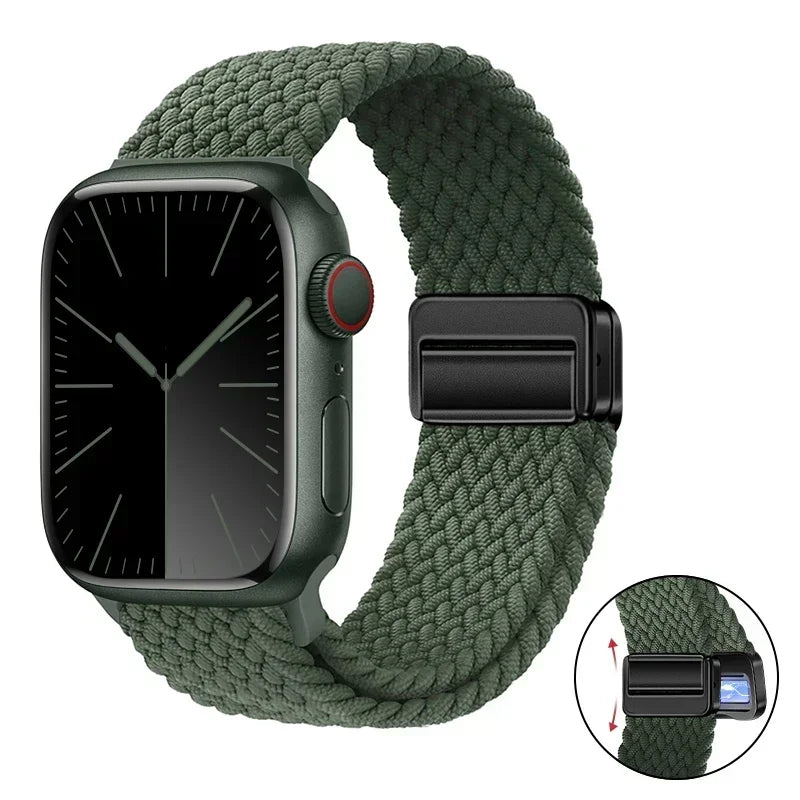 Magnetic Braided band For Apple Watch band 46mm 42mm 45mm 41mm 44mm 40mm Ultra 2 49mm Nylon band Apple Watch 10 9 8 7 6 5 4 SE