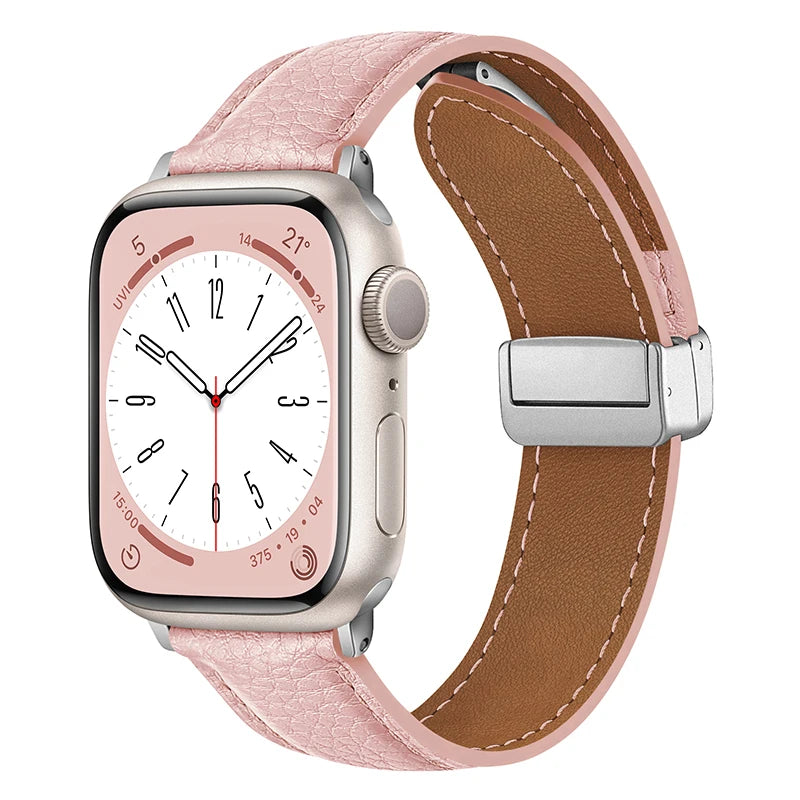 Leather Magnetic Buckle band for Apple Watch 8 7 45mm 41mm Ultra 49mm PU Leather band for Apple Watch Series 6 5 4 3 44mm 42mm 40mm