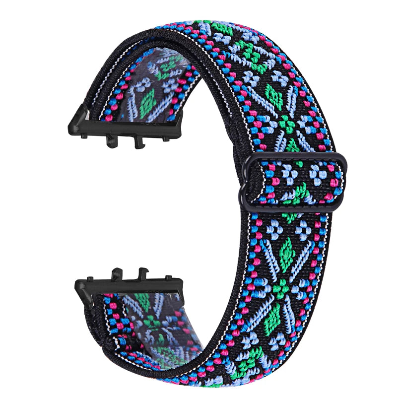 Elastic Nylon Strap For Samsung Galaxy Fit 3 Watch Bracelet Vintage Bohemian National Style Watchband For Samsung Fit 3 SM-R390