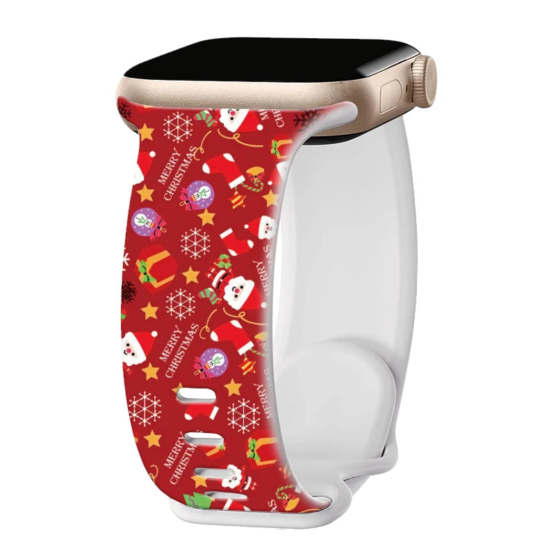 Silicone Christmas band for Apple Watch band 46mm 41mm 42mm 44mm 45mm 49mm Sport band for Apple Watch 11 10 9 8 7 6 5 SE Ultra 3