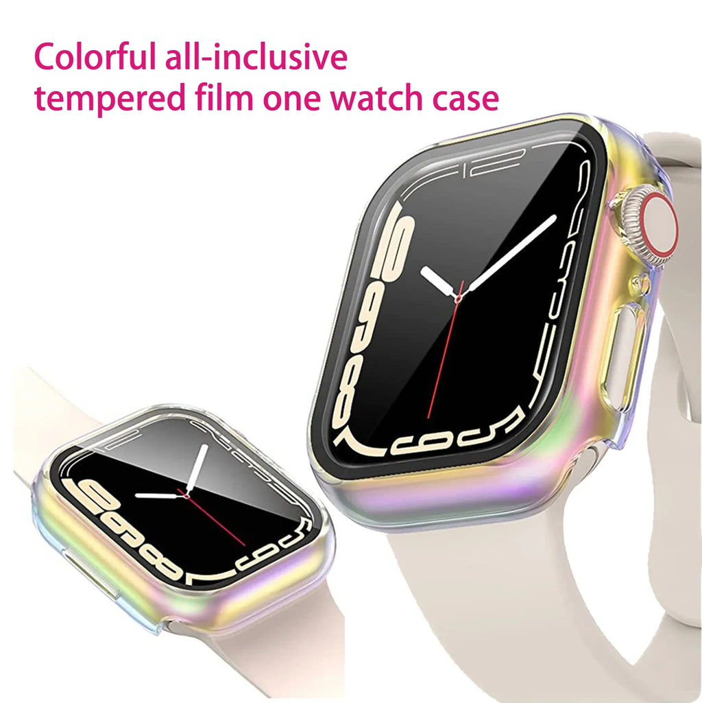 PC Colorful Watch Case Built in Tempered Glass for Apple Watch 45mm 40mm 44mm 41mm Apple Watch Series 9 8 7 6 SE 5 Coverage Cover
