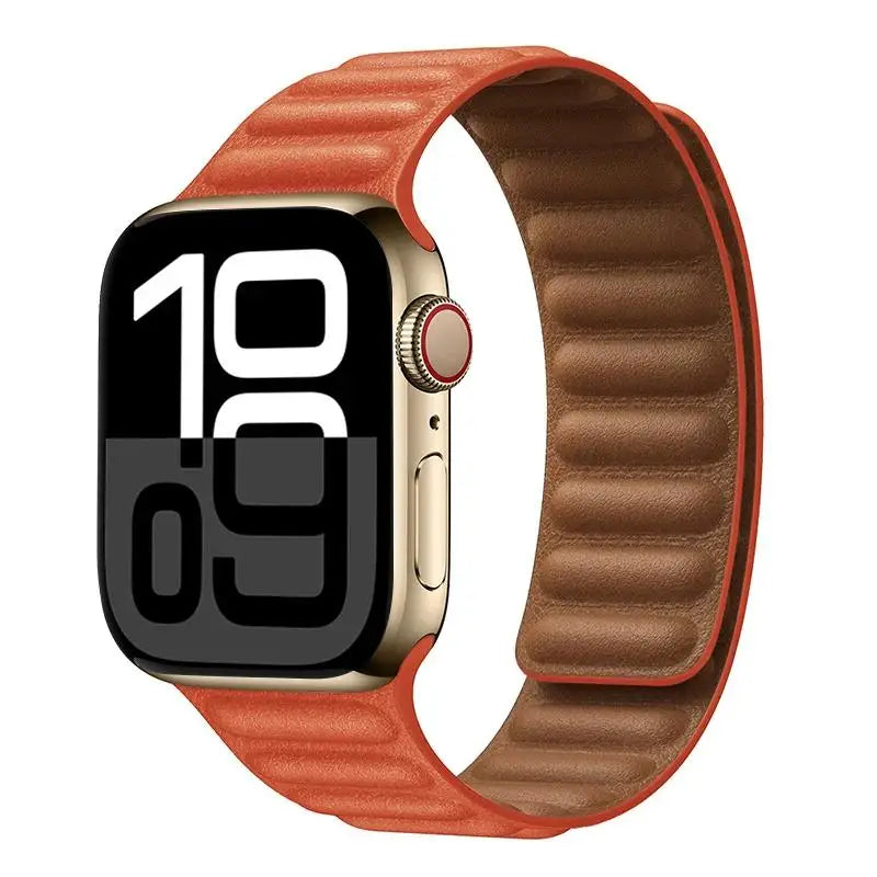 Leather band for Apple Watch band 49mm 46mm 42mm 41mm 44mm Original Magnetic Loop Link band Apple Watch 10 9 8 7 SE Ultar2 band