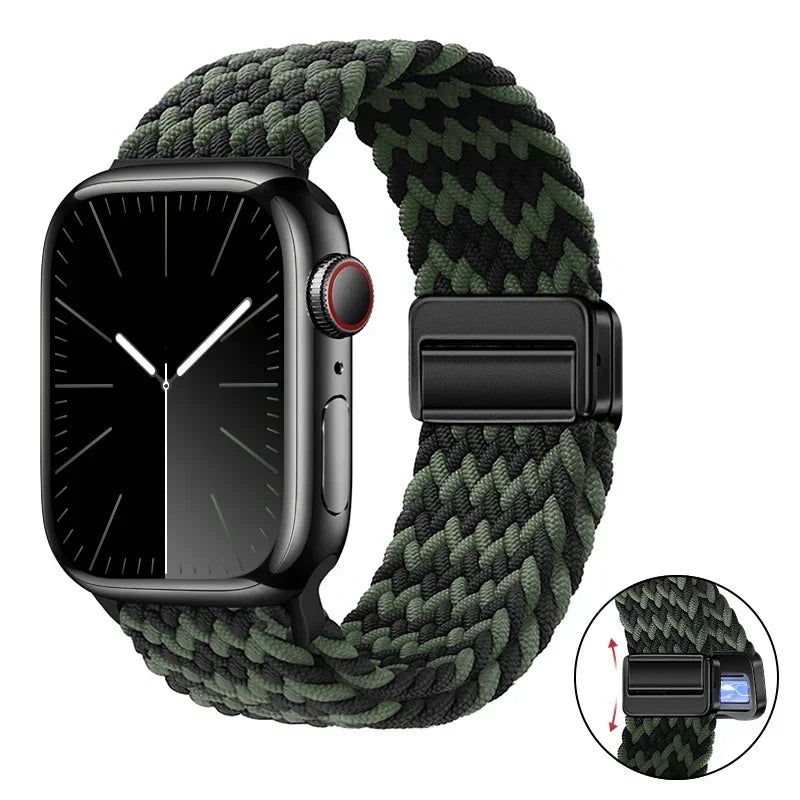 Magnetic Braided band For Apple Watch band 46mm 42mm 45mm 41mm 44mm 40mm Ultra 2 49mm Nylon band Apple Watch 10 9 8 7 6 5 4 SE