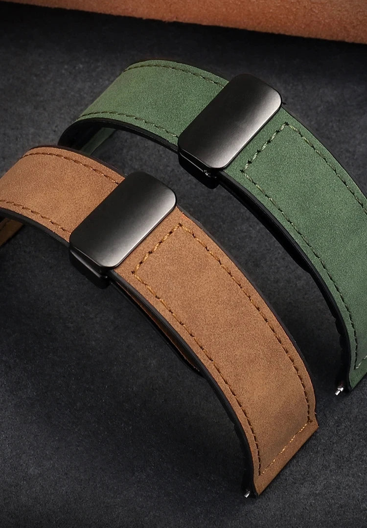 Leather Silicone Strap For Samsung Galaxy Watch 4 5 6 7 40mm/44mm Magnetic Band For Galaxy Watch 4/6 Classic 43 47mm 42 46mm