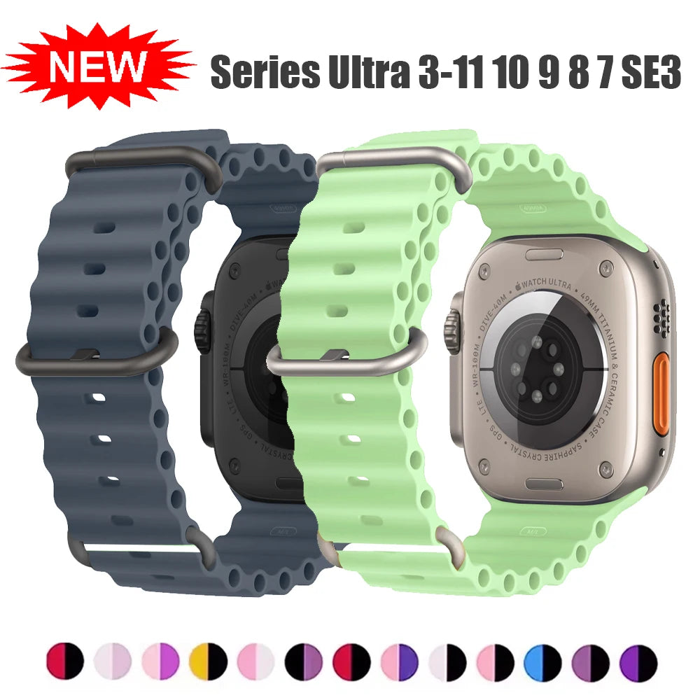 Ocean band for Apple Watch Ultra 3 2 49mm 46mm 45mm 44mm 42mm 40mm 41mm band correa Apple Watch Series 11 10 9 7 8 5 6 SE Sport band