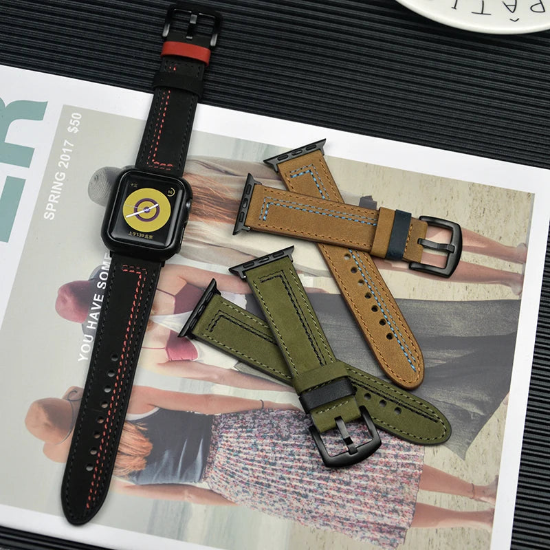 Leather loop band For Apple Watch Ultra 2 band 44mm 45mm 49mm 40mm 42mm 38mm 41mm sport band Apple Watch Series 9 8 7 3 4 5 6 se