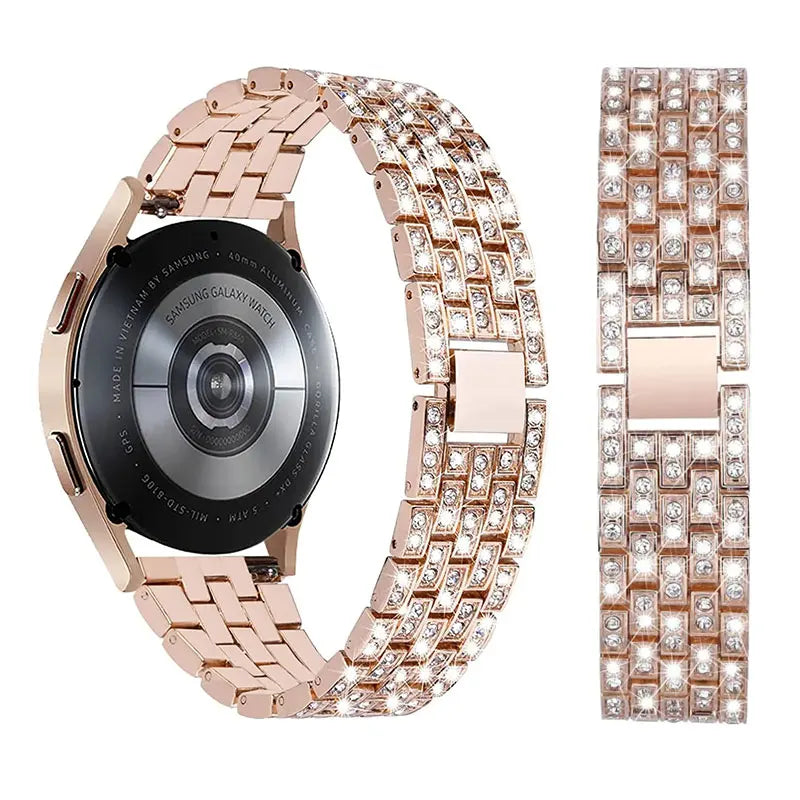 20/22mm Metal Strap for Samsung Galaxy Watch 7/6/5/4/Classic 47mm/active 2 Gear s3 Diamond Bracelet for Huawei GT234 5 pro 46mm