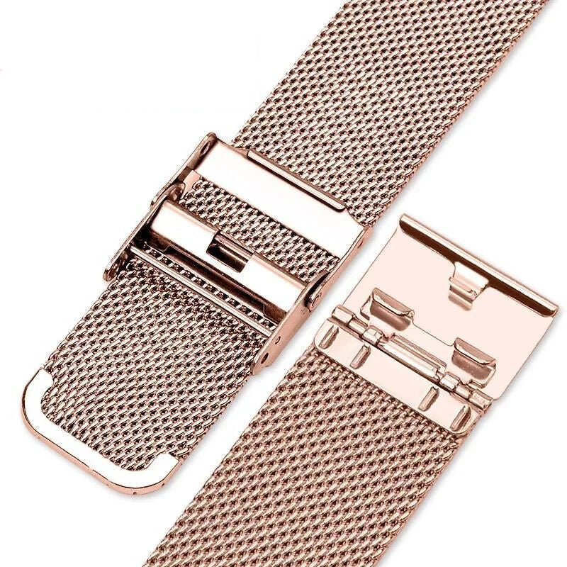 8mm 10mm 12mm 14mm 15mm 16mm 20mm 24mm Stainless Steel Watch Strap Straight End Bracelet Mesh Buckle Milanese Loop Band