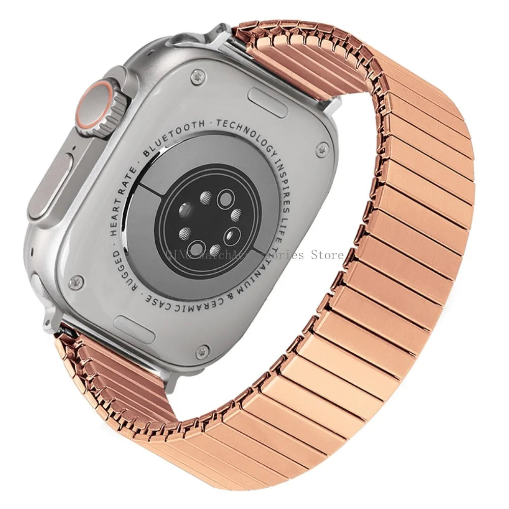 for Apple Watch band 40mm 44mm 45mm 41mm Slim metal Elastic Stretch watch band Bracele band for Apple Watch 7 6 SE 5 4 8 49mm 42mm 38mm