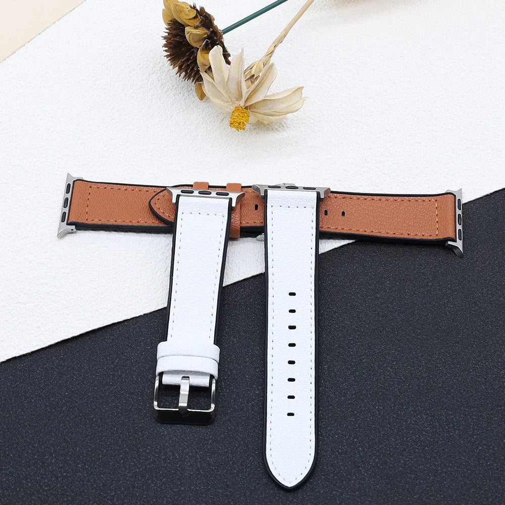 PU Leather band for Apple Watch band 45mm 44mm 40mm 42mm 46mm 41mm Ultra 49mm soft band for Apple Watch Series 10 9 8 7 6 5 SE 4