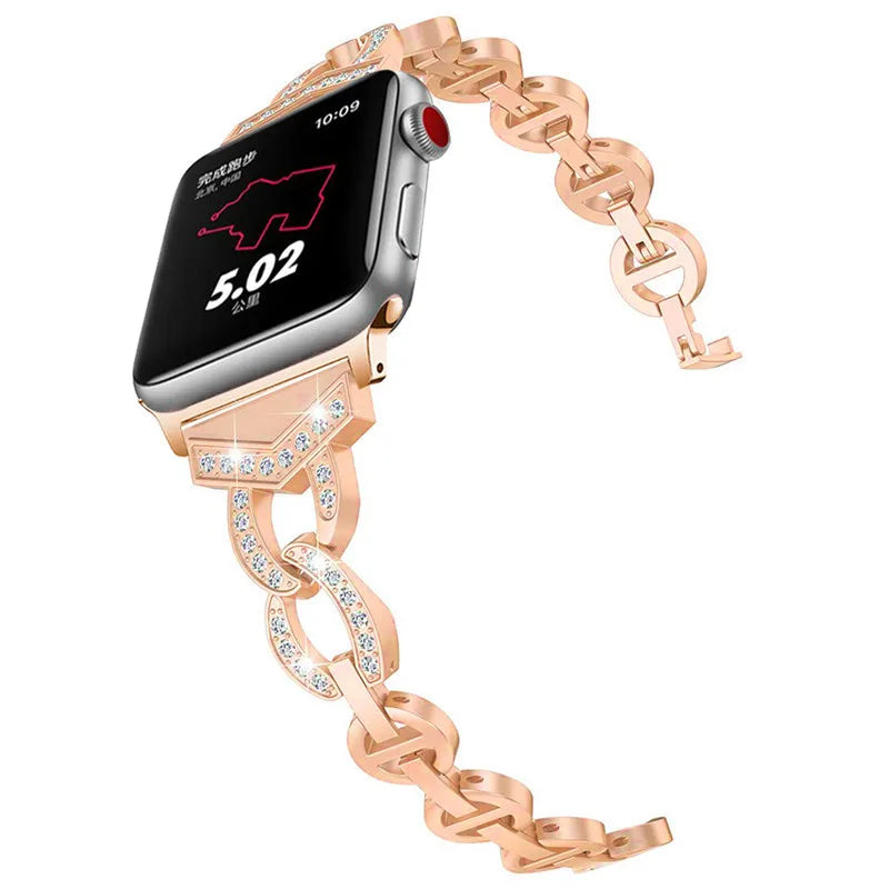 Women band for Apple Watch 8 band Ultra 49mm 41mm 45mm Diamond Steel band Apple Watch Series 8 7 6 5 4 3 SE 38mm 42mm 40mm 44mm