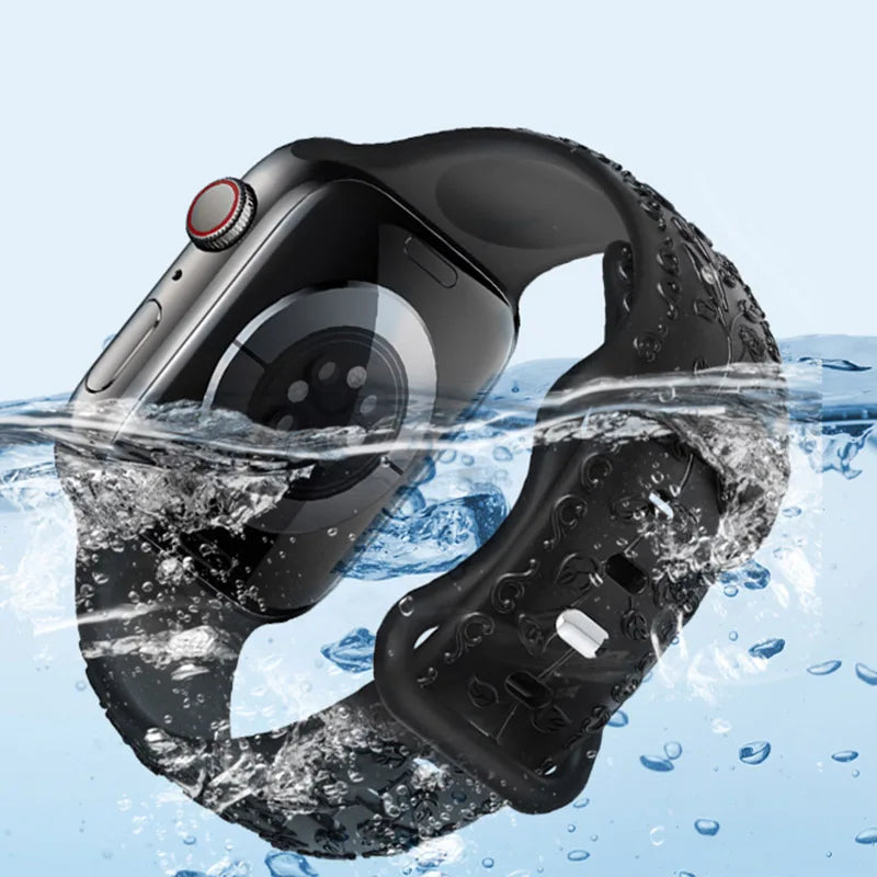 Flower Engraved band For Apple Watch band 44mm 45mm 41mm 40mm 49mm 46mm 42mm band Apple Watch Series 11 10 SE 9 8 7 6 5 Ultra 2