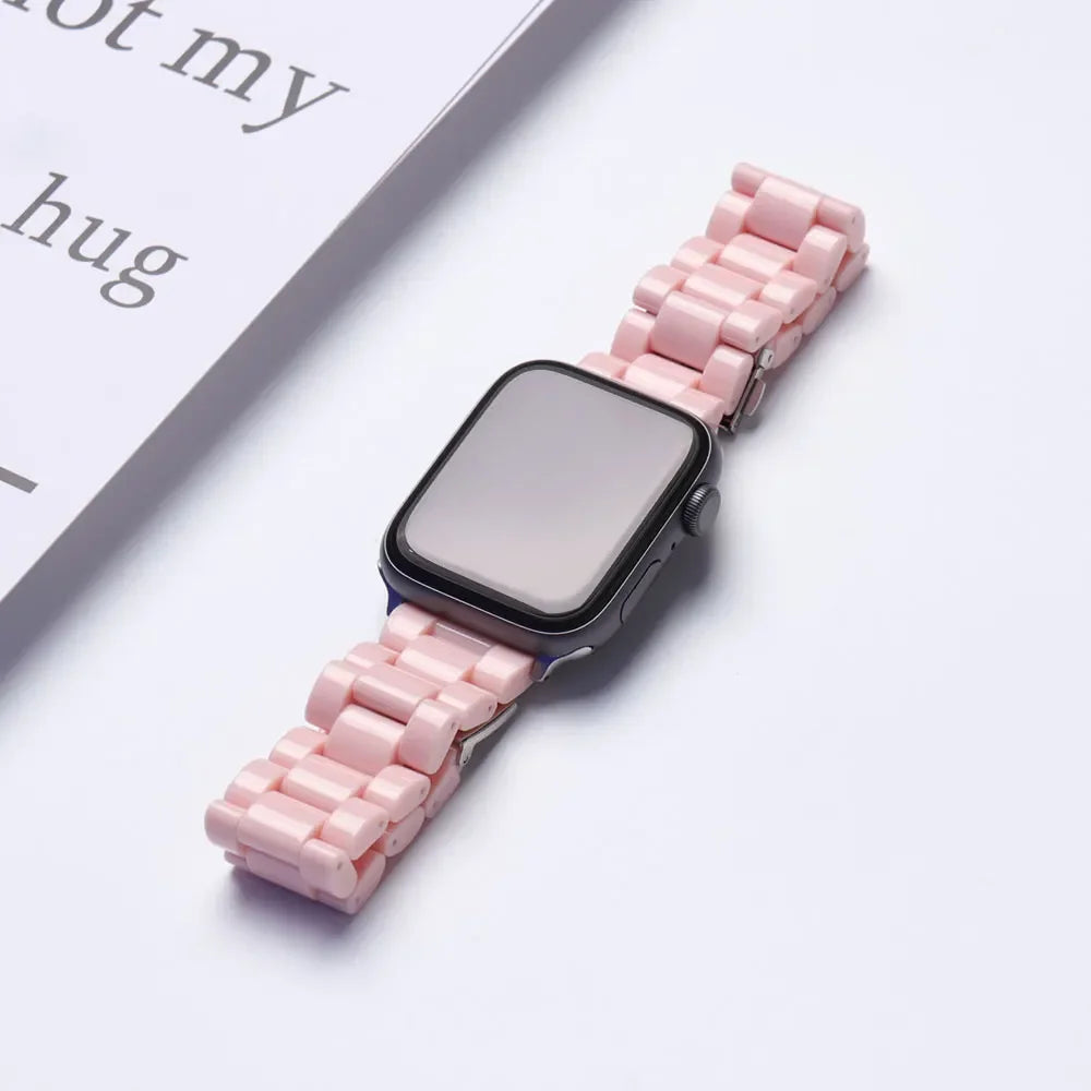 Resin Watch band for Apple Watch 44mm band 42mm 38mm correa watch band for Apple Watch Series 10 8 7 6 SE 5 4 40mm 41mm 45mm 49mm Ultra