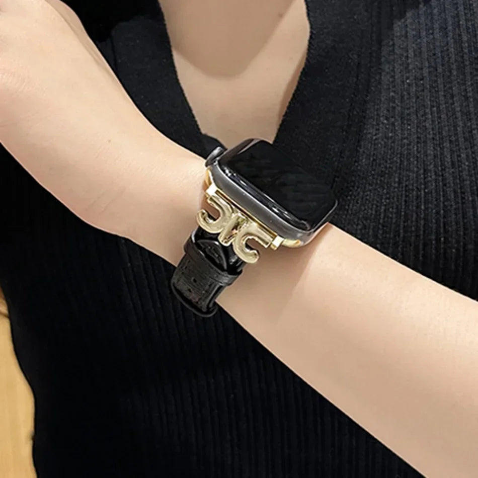 For Apple Watch band Series Ultra 10 9 8 7 6 5 Luxury Leather loop For Women 38mm 40mm 41mm 42mm 44mm 45mm 46mm 49mm band