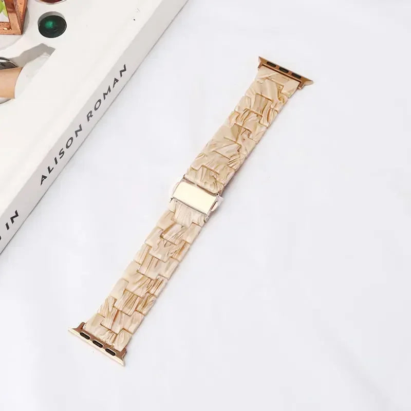Luxury Resin band for Apple Watch Ultra 2 band 49mm 45mm 41mm 40mm 44mm 38mm 42mm Link band Apple Watch Series 9 7 8 6 SE 5 4 3