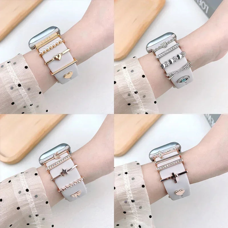 Decoration For Apple Watch Ultra 2 band 10 9 8 7 Diamond Jewelry Charms Accessories samsung Huawei watch band 20 22mm band