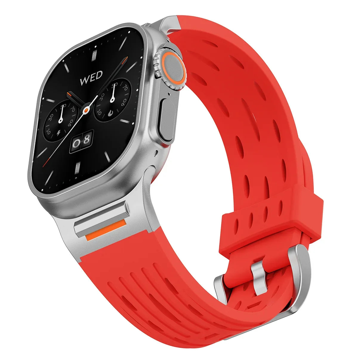 Silicone band for Apple Watch band 49mm 46mm 45mm 44mm 42mm 41mm metal Connector band for Apple Watch Ultra 2 Series 10 9 8 7 6 SE 5 4