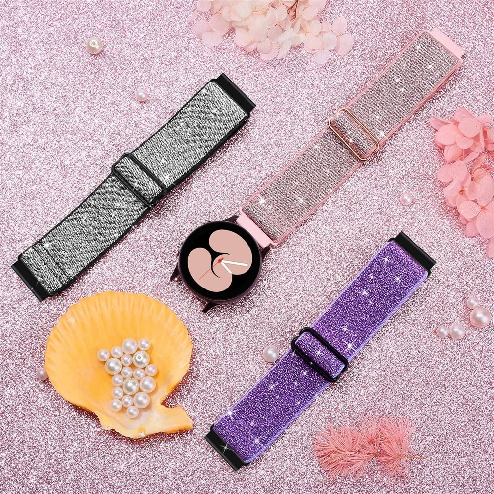 Elastic Shiny strap For Samsung Galaxy Watch 7/6/5/pro/3/4/Active 2 20mm/22mm Bohemian Pride bracelet Huawei GT 5-4-3-2-e band