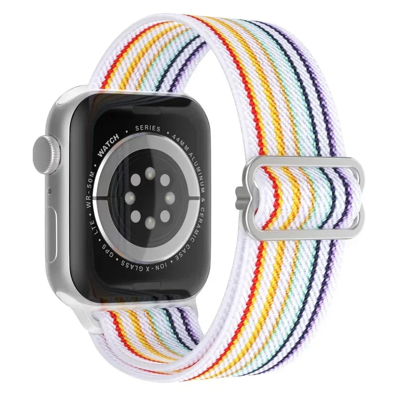 Bohemian Nylon band for Apple Watch Ultra 2 49mm 42mm 45mm 38mm 40mm 41mm 44mm Elastic Shiny band Apple Watch Series 10 9 8 7 6 5 4 3 SE