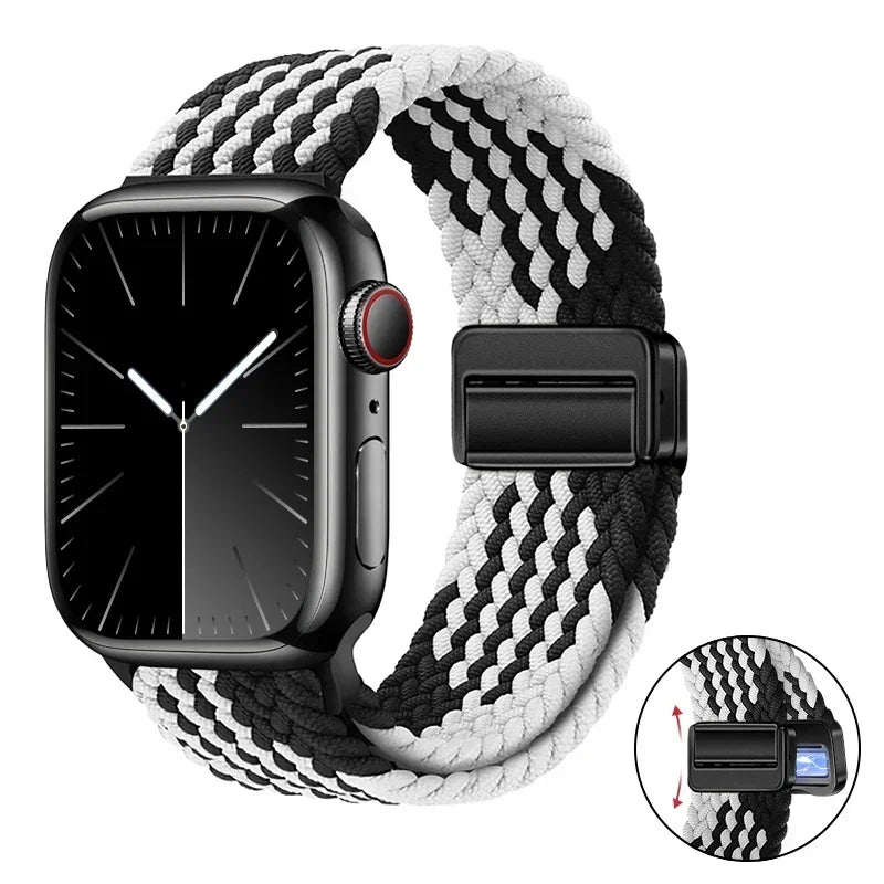 Magnetic Braided band For Apple Watch band 46mm 42mm 45mm 41mm 44mm 40mm Ultra 2 49mm Nylon band Apple Watch 10 9 8 7 6 5 4 SE