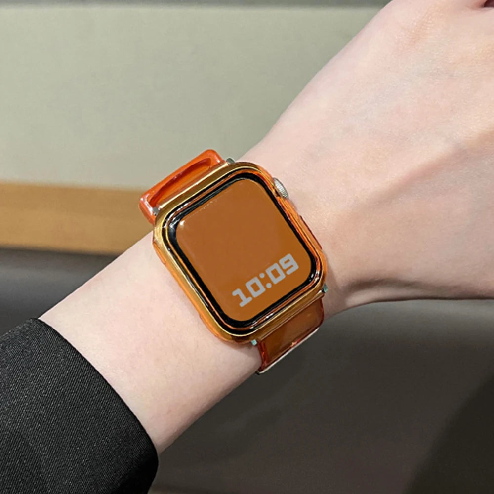 Silicone band For Apple Watch band 49mm 46mm 42mm 40mm 42mm 45mm 41mm 44mm 38mm Glacier Jelly Clear band For Apple Watch Series 10 9 8 Ultra