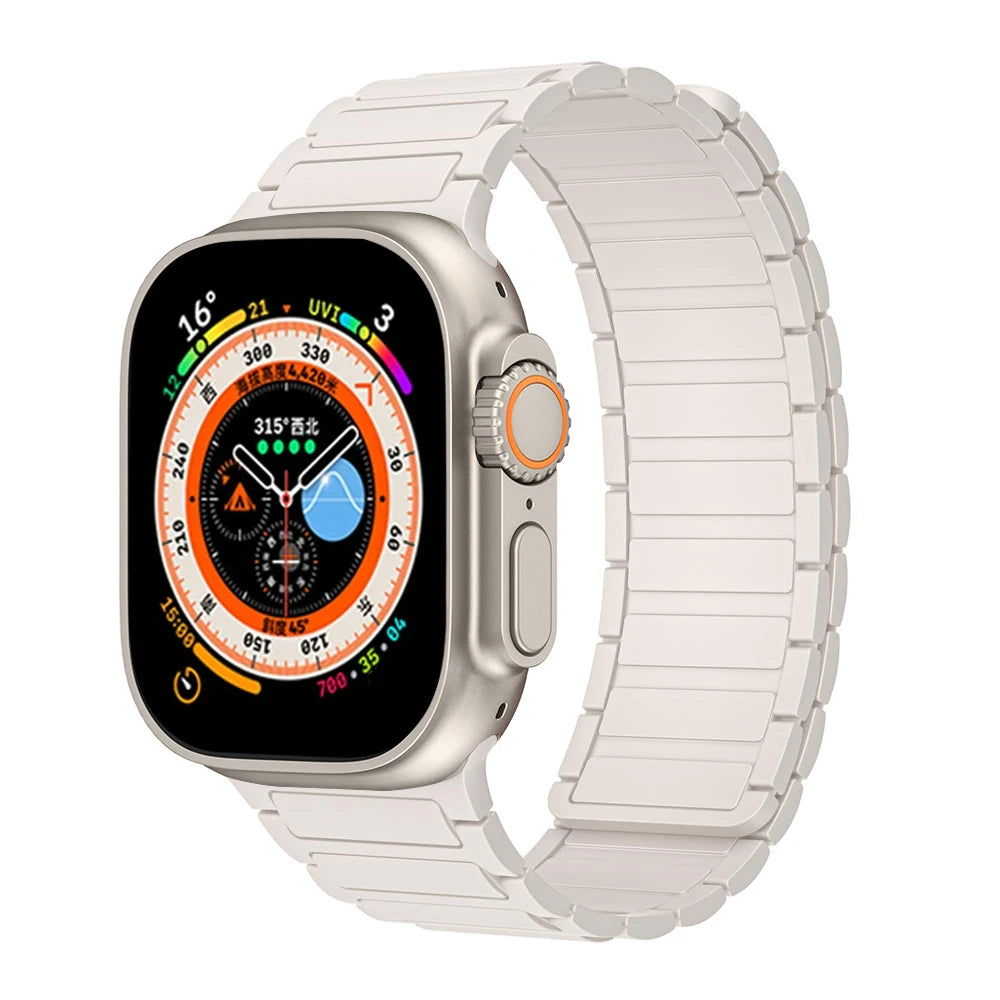 Silicone band for Apple Watch band Ultra 3 2 49mm 46mm 45mm 44mm 41mm 42mm Magnetic band for Apple Watch Series 11 10 9 8 7 6 SE 5