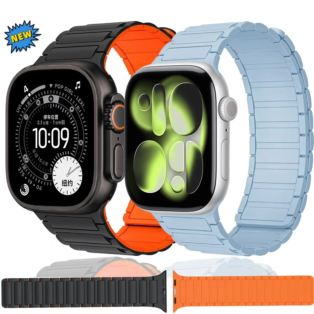 New Sport Silicone band for Apple Watch band Ultra 3 49mm 11 10 46mm 42mm Magnetic band Apple Watch 9 8 7 6 5 SE 45mm 41mm 44mm 40mm