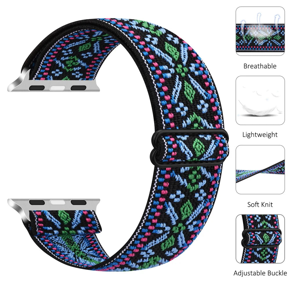 Scrunchie band for Apple Watch band 44mm 40mm 38mm 42mm Elastic Nylon SmartWatch band For Apple Watch 7 6 5 4 3 2 1 SE Watchband