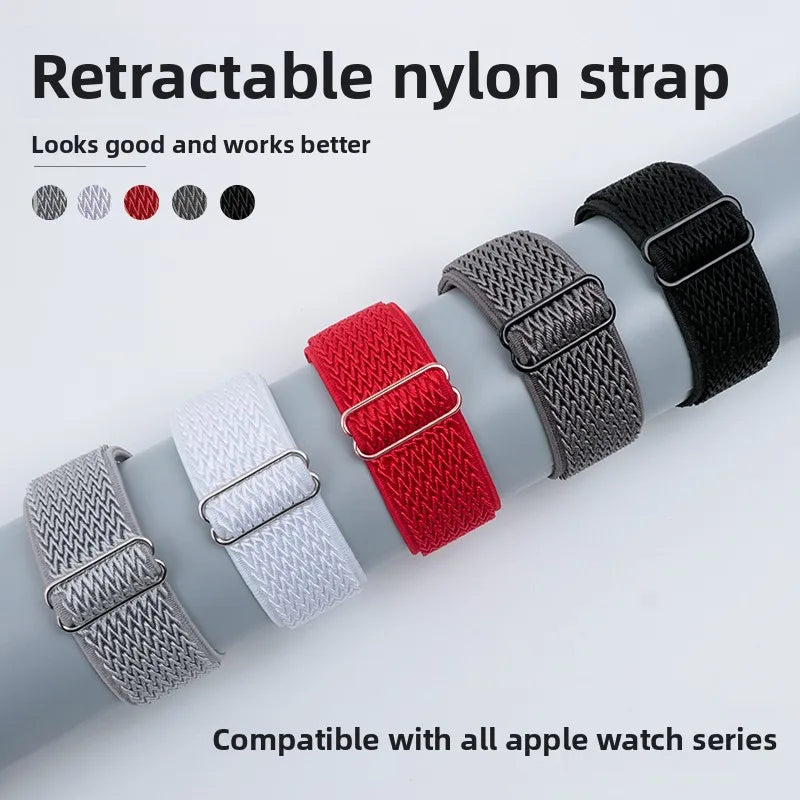 Nylon band for Apple Watch band 44mm 45mm 41mm 40mm 38mm 42mm 46mm Elastic band Apple Watch Series 11 10 8 7 9 6 5 SE Ultra 2 3 49mm