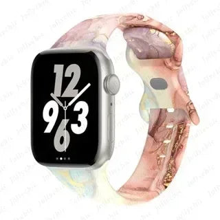 Printed Floral band For Apple Watch Ultra band 49mm 41mm 40mm 38mm 45mm 44mm 42mm Silicone band Apple Watch Series 9 8 7 SE 6 5 4 3