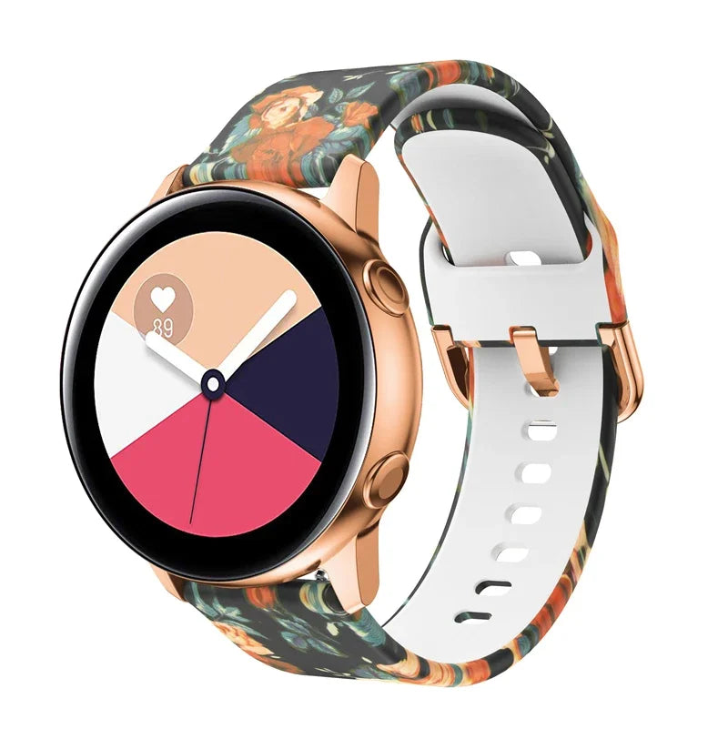 20mm/22mm strap For Samsung Galaxy watch 7/4/6/5 pro/Classic Active Printing Silicone bracelet For Amazfit GTR/GTS 4-2 mini band
